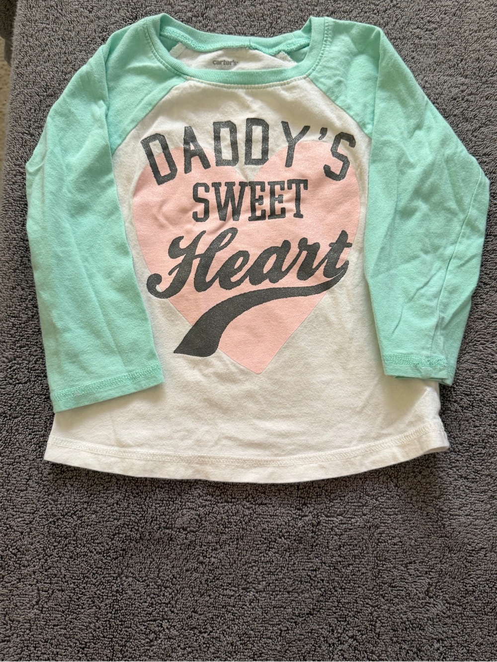 Carter's Mint, White & Pink 'Daddy's Sweetheart' Long Sleeve Raglan Tee